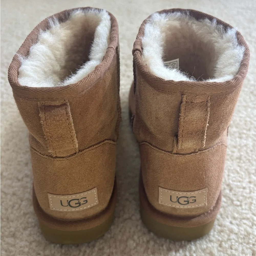 UGG Mini Shearling Suede Boots - Chestnut Brown - Picture 3 of 3